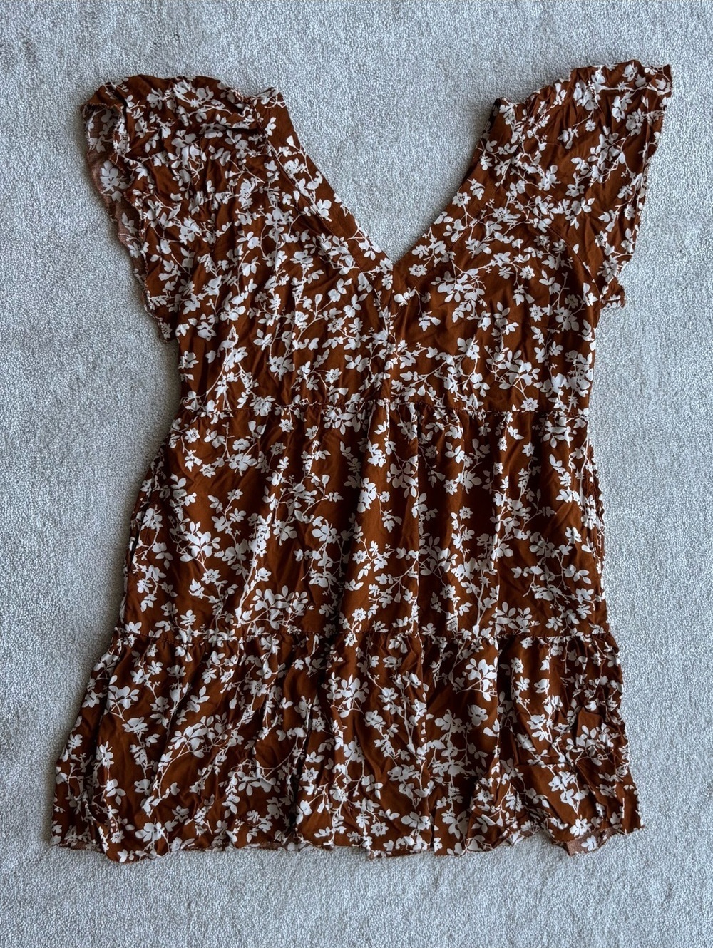 Old Navy Rust Brown Floral Print Dress